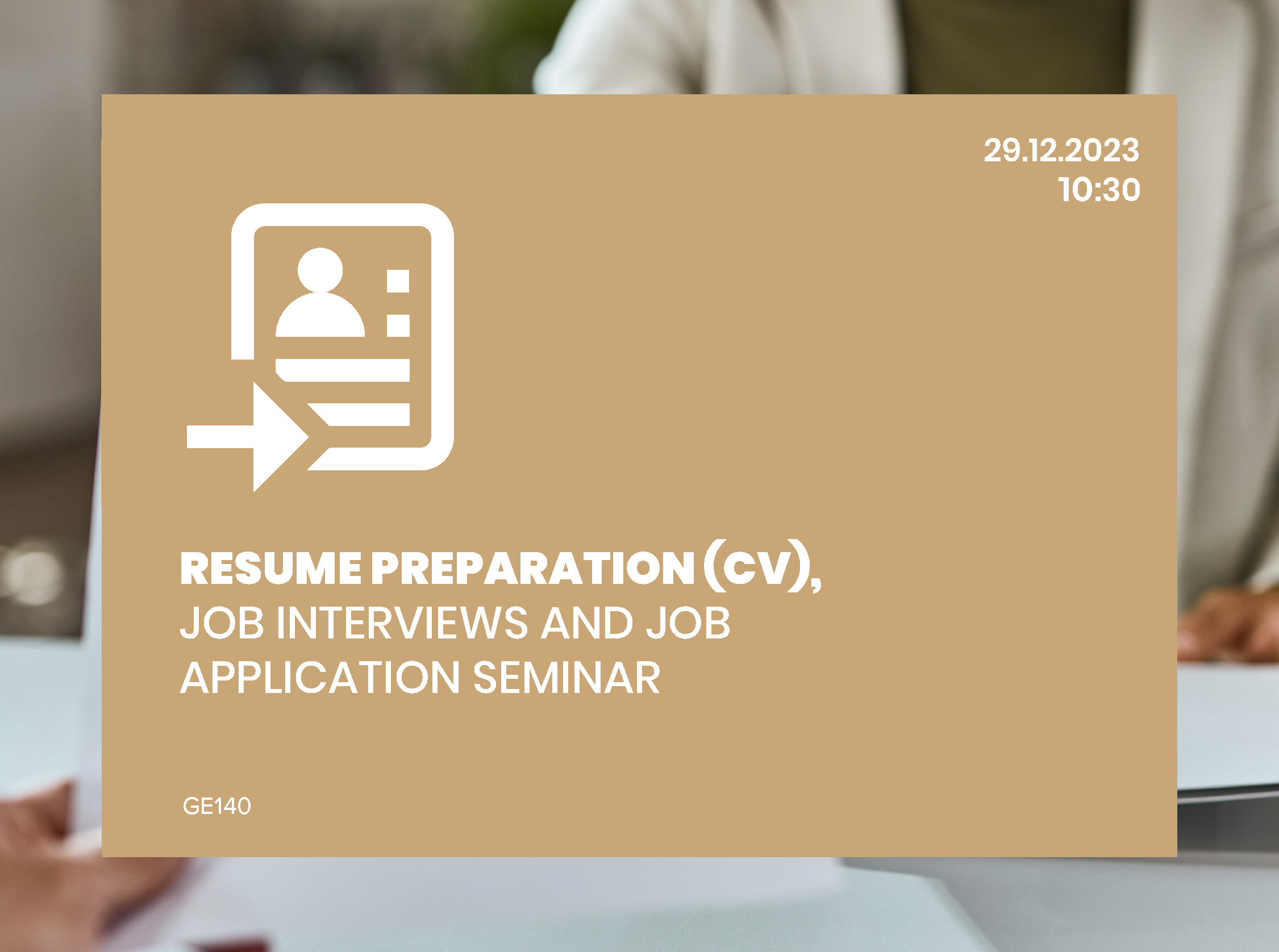 Resume Preparation, Job Interviews and Job Application Seminar Cyprus